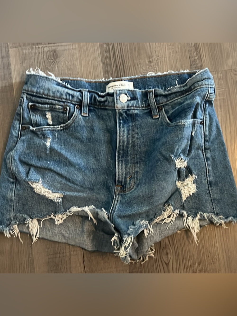 Abercrombie & Fitch Distressed Blue Denim Cutoff Shorts
